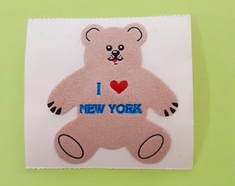 vintage 80s Personal Expression fuzzy bear I love NY sticker module