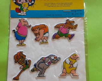 2 Feuilles D'autocollants Vintage Hallmark Fuzzy - Années 80 - Monstres Halloween