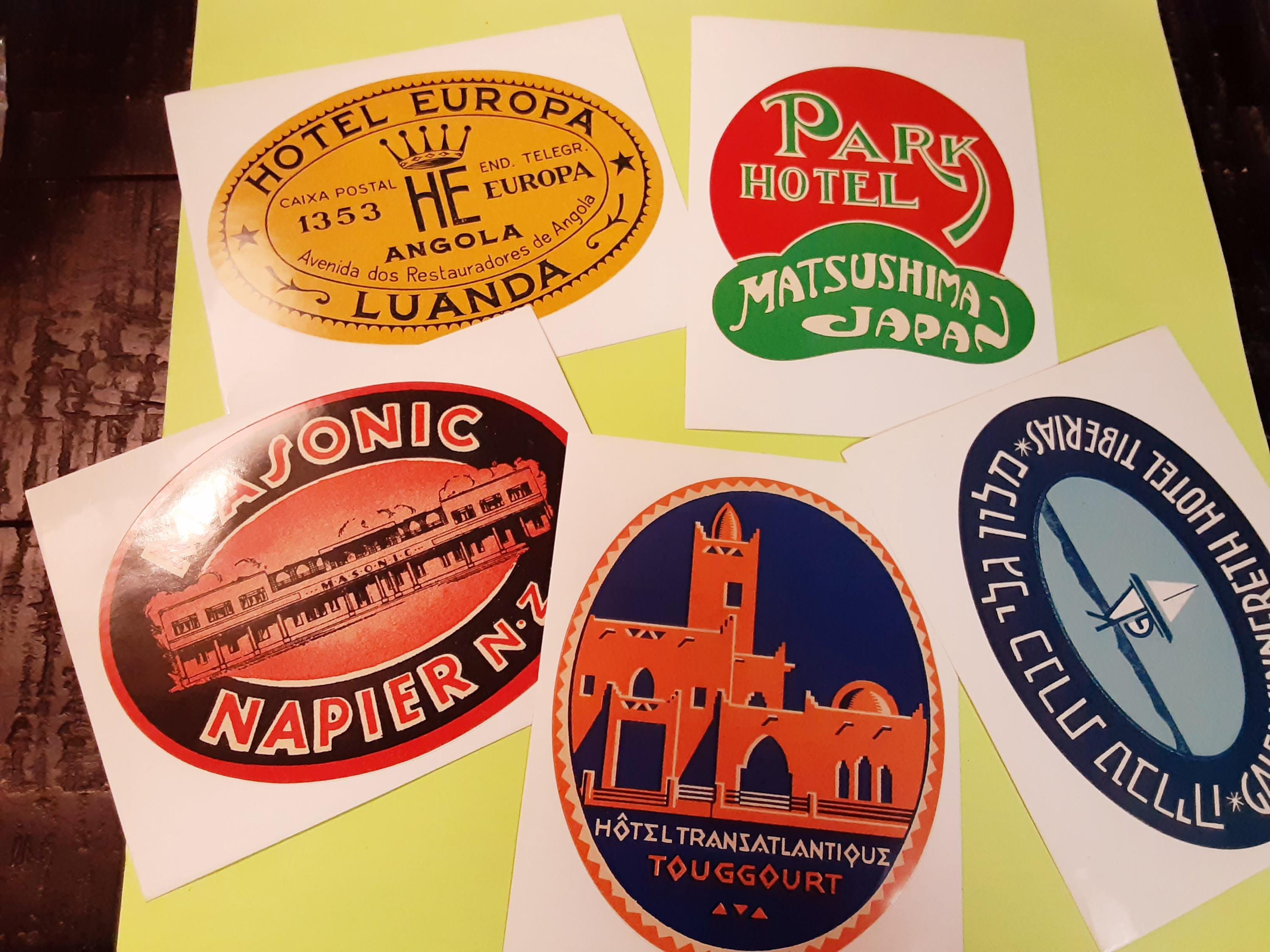 Retro Hotel Stickers - Etsy