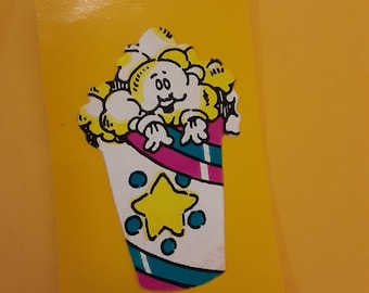 RARE vintage 80's Russ Scent-Sational popcorn scratch 'n sniff sticker *used*