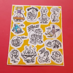 vintage 80's puffy fuzzy color me cabbage patch kid sticker sheet RARE!
