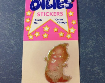 vintage 80's The Oilies Stickers Davis Liquid Crystals ghost glow in the dark sticker *damaged*
