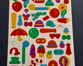 RARE! vintage 80's CURRENT black & white magic stickers accessories sticker sheet