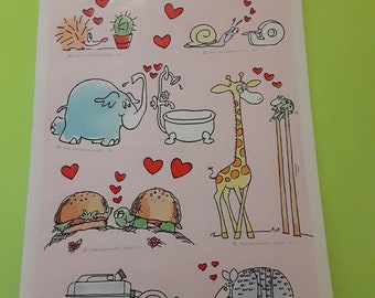 vintage 80s Hallmark Love at First Sight sticker sheet *damaged*