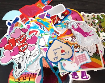 Lote de 52 pegatinas vintage de mylar de los años 80 *usadas*