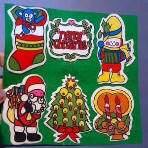 vintage 80's puffy Christmas sticker sheet