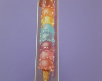 vintage 80s Lisa Frank teddy ice cream sticker strip *damaged*