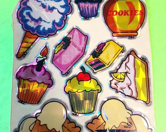 vintage 80s BJ Decal Specialties prism desserts small sticker sheet