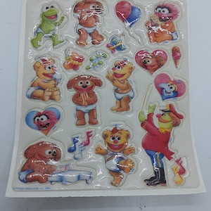 folha de adesivos vintage dos anos 80 dos Muppets Babies