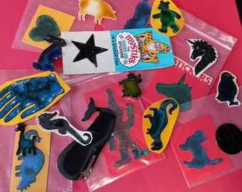 lot of 19 flawed vintage 80's oilies stickers  *used* *damaged*
