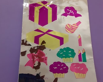 vintage CTP mylar birthday sticker sheet