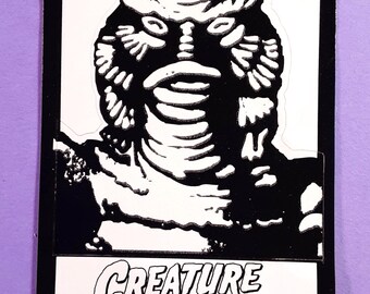 RARE! vintage Creature from the Black Lagoon glow in the dark sticker module *damaged*