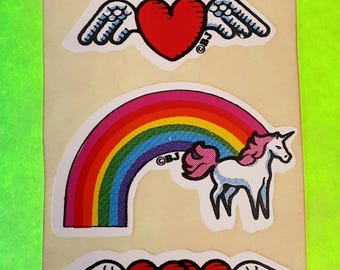 vintage 80s BJ Decal Specialties rainbow sticker module *damaged*