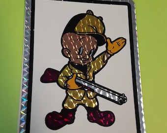 vintage prism Warner Bros Looney Tunes Elmer Fudd vending machine sticker