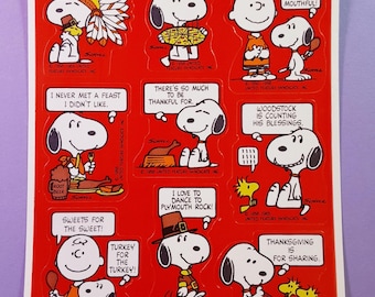 vintage 80s Hallmark Snoopy Thanksgiving sticker sheet