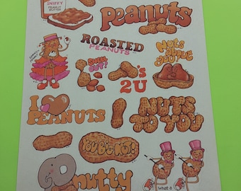 RARE! vintage 80's Celebrity Mark 1 Scratch & Sniff Peanuts large sticker sheet