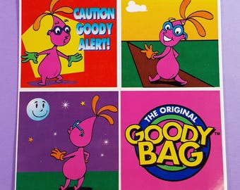 RARE! vintage 1996 Tapper Candies goody bag small sticker sheet *damaged*
