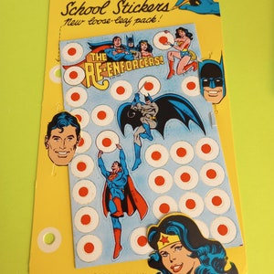 vintage 80er Jahre Super Heroes Schulaufkleber (4 Seiten links) Stickerpaket