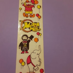 Tira de pegatinas vintage de circo RUSS CUT-UPS de los años 80 *dañada*