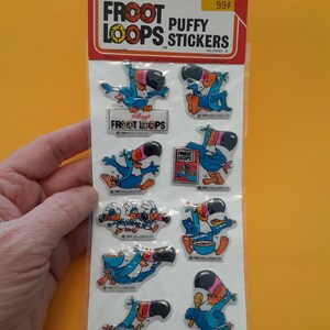 vintage 80's Imperial Fruit Froot Loops puffy stickers package