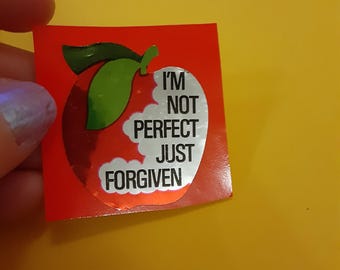 RARE vintage 80's mylar apple religious Christian sticker *used*