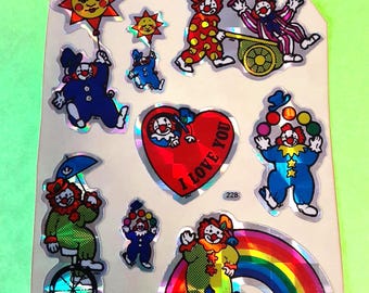 vintage 80s prism clowns small sticker sheet