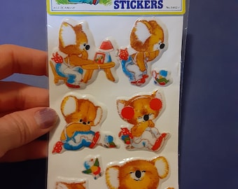RARE vintage 80's imperial puffy Melbourne & Perth koalas sticker package