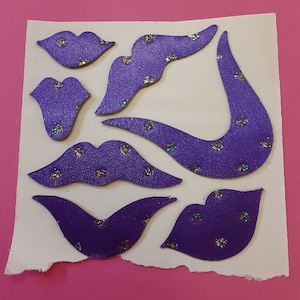 Module d'autocollants pour les lèvres à paillettes satinées June Kessler vintage des années 80