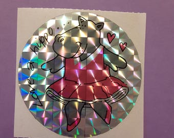 vintage prism ballerina hippo sticker module