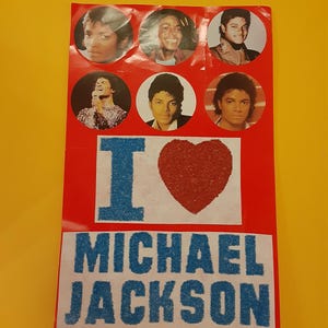 página de álbum de adesivos vintage do Michael Jackson dos anos 80 *usada*