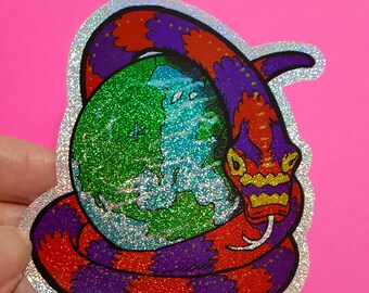 vintage 90s A&A prism snake earth vending machine sticker