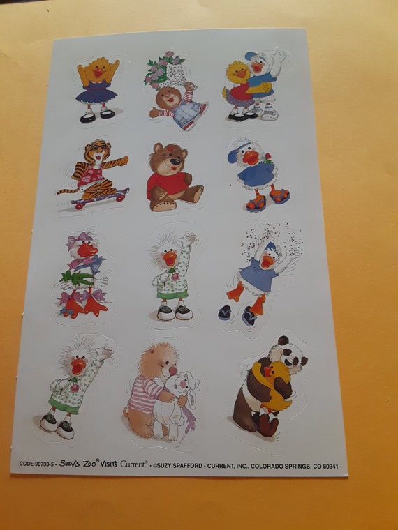 Vintage 80's CURRENT Suzy's Zoo Sticker Sheet Etsy