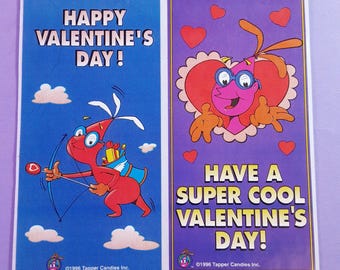 RARE! vintage 1996 Tapper Candies Valentine small sticker sheet *damaged*