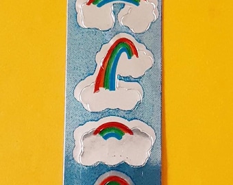 vintage 80s CARDesign Toots foil rainbows sticker strip *damaged*