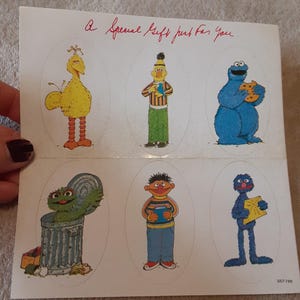 vintage 80&#39;s Sesame Street oval stickers sticker sheet *damaged*