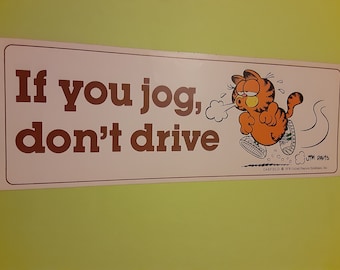 Rare! vintage 80&#39;s Garfield bumper sticker *damaged*