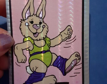 vintage 80s prism aerobic bunny vending machine sticker