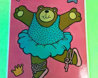 vintage 80s Trend ballerina teddy sticker module *damaged*