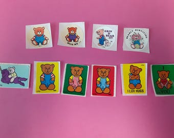 RARE!! lot of 10 vintage 80s PGI teddy bear small 1" stickers