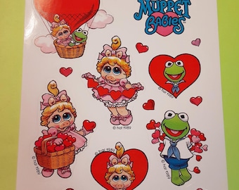 vintage 90s 3M Muppet Babies Valentine sticker sheet