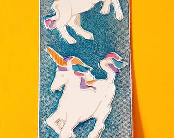 vintage 80s CARDesign Toots foil unicorn sticker strip *damaged*