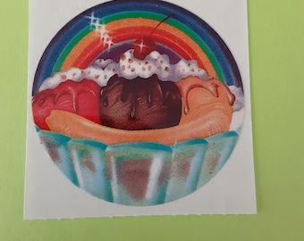 vintage 80s Lisa Frank ice cream sundae sticker module