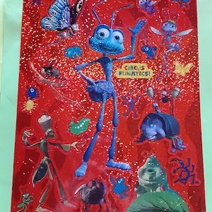 RARE! vintage Sandylion prism Disney Bug&#39;s Life large sticker sheet *damaged*