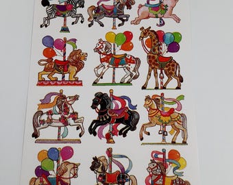 AGC carousel animals sticker sheet