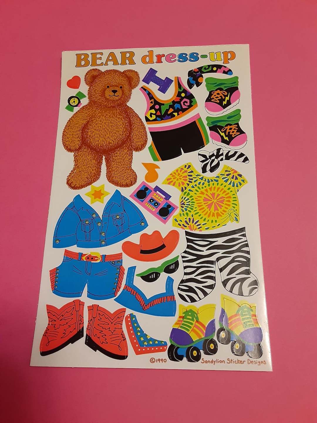 Vintage 90s Sandylion Bear Dress-up Activity Maxi Sticker Sheet - Etsy