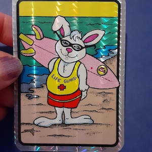 vintage 80s prism lifeguard bunny vending machine sticker