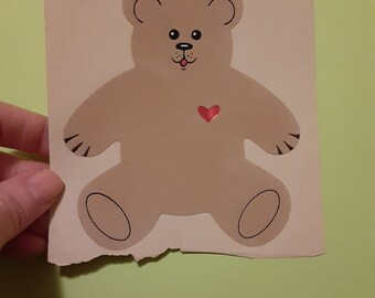 vintage 80s Personal Expression large fuzzy bear sticker module 4.5"