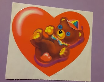 vintage 80s Lisa Frank heart teddy sticker module