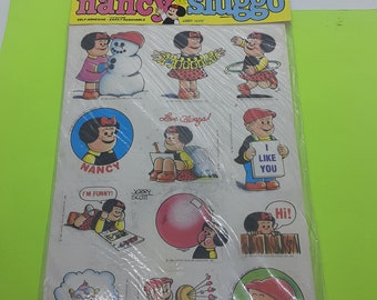 RARE! vintage 80's Mark 1 Nancy & Sluggo large stickers sheet NIP (2 sheets)