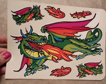 Vintage 80's Decal Specialties BJ Dragon sticker sheet